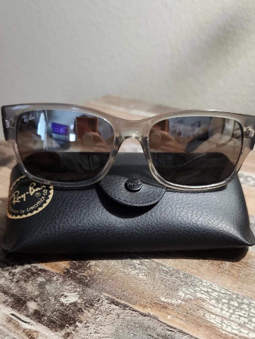 Ray-Ban Men's Sunglasses - Translucent Gray Frame, Smoke Mirrored Lenses